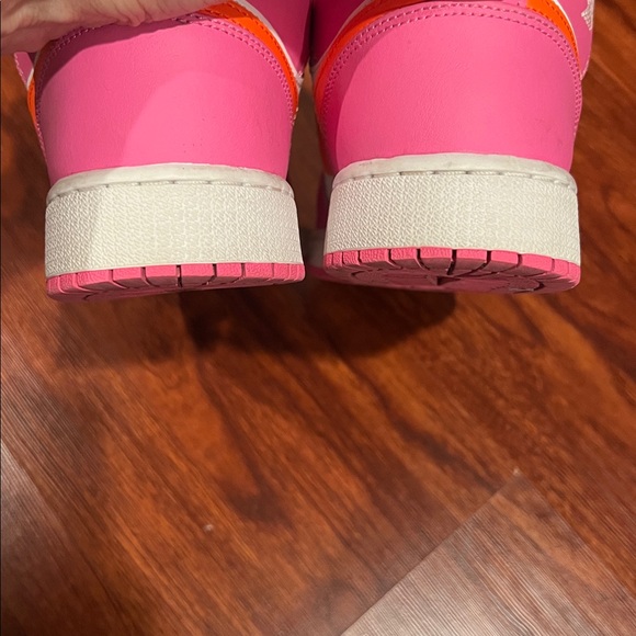 Kids Nike Air Jordan Mid Sneakers Pink & Orange & White Size 7Y - Picture 5 of 8